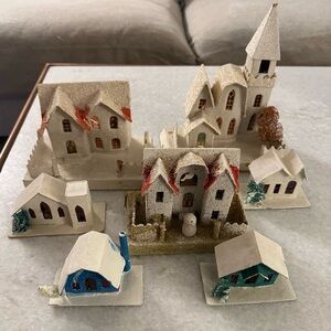 Vintage Putz Christmas Village Set